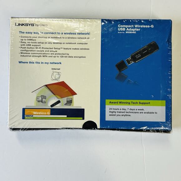 Linksys Compact Wireless - G USB Adapter Model WUSB54GC BRAND NEW Sealed. - Picture 16 of 16